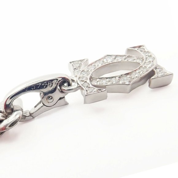 Authentic! Cartier 18k White Gold 3 Charm Bracelet with Diamond Cross Double C's - Picture 10 of 12